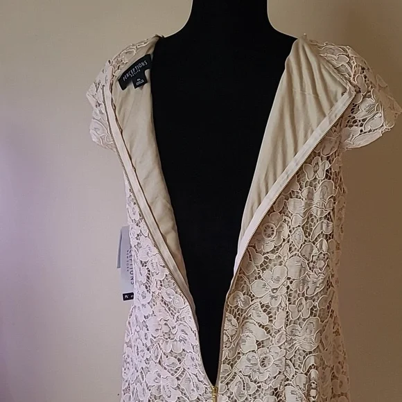 PERCEPTIONS New York Blush Nude Lace Sheath Dress Perite L nwt - Picture 7 of 9